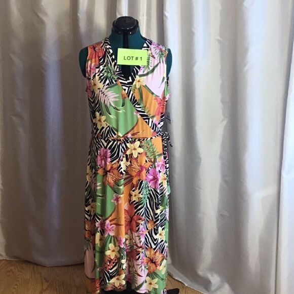 NWT tropical themed sleeveless dress in size XL by RAFAELLA - Picture 1 of 13